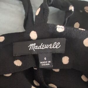 Madewell Black Dress with Cream Polka Dots